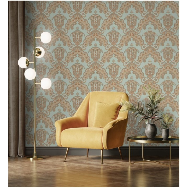 Papel pintado damasco hindú con efecto bordado en relieve - Alexander Damask 676433