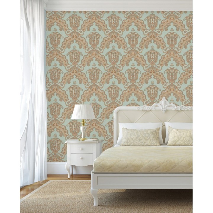 Papel pintado damasco hindú con efecto bordado en relieve - Alexander Damask 676433