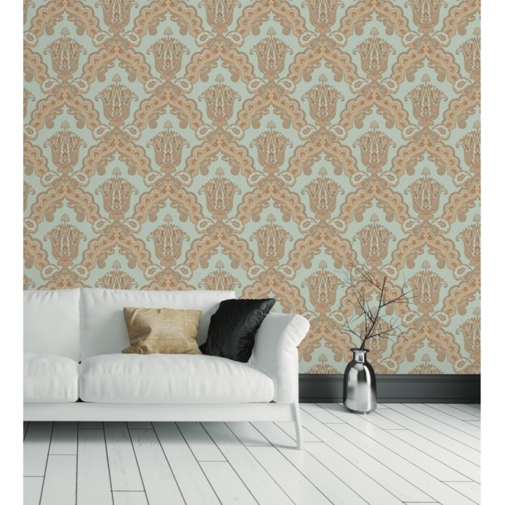 Papel pintado damasco hindú con efecto bordado en relieve - Alexander Damask 676433