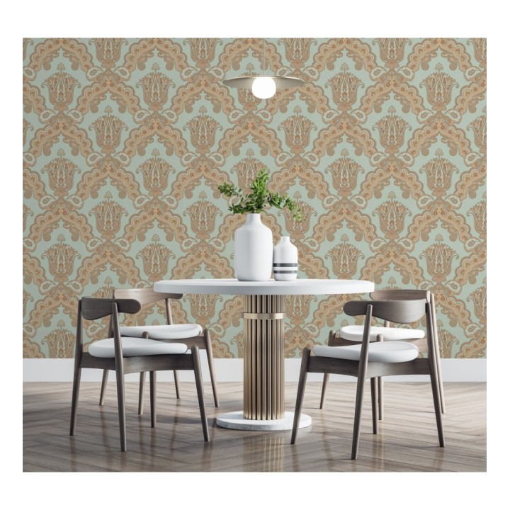Papel pintado damasco hindú con efecto bordado en relieve - Alexander Damask 676433