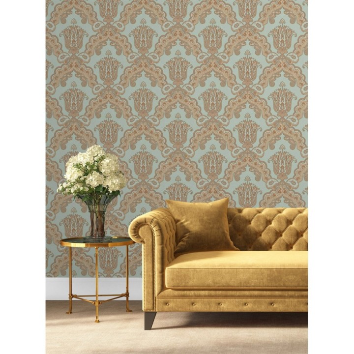 Papel pintado damasco hindú con efecto bordado en relieve - Alexander Damask 676433