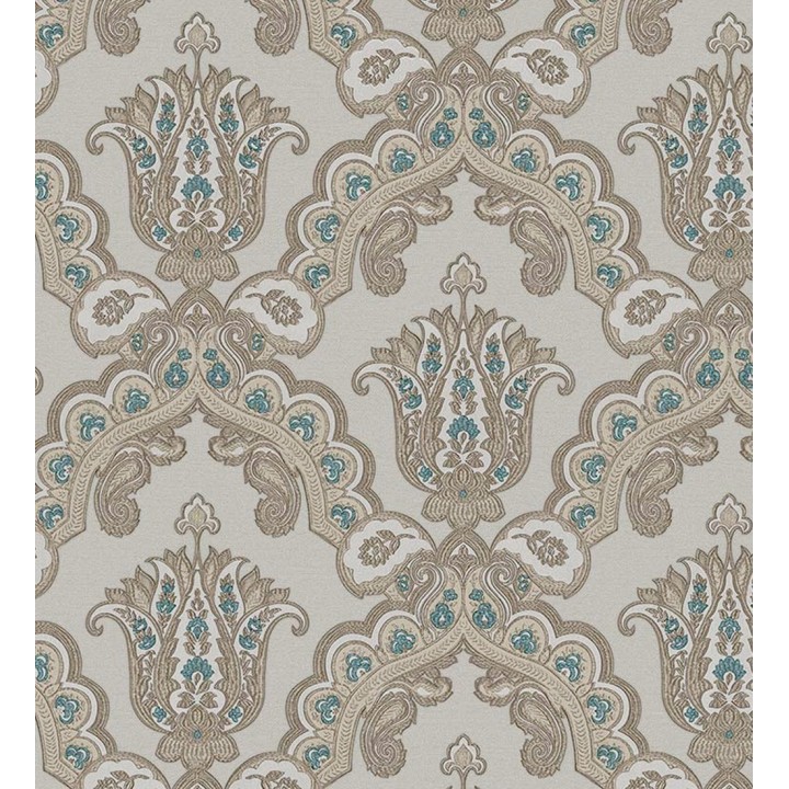 Papel pintado damasco hindú con efecto bordado en relieve - Alexander Damask 676434