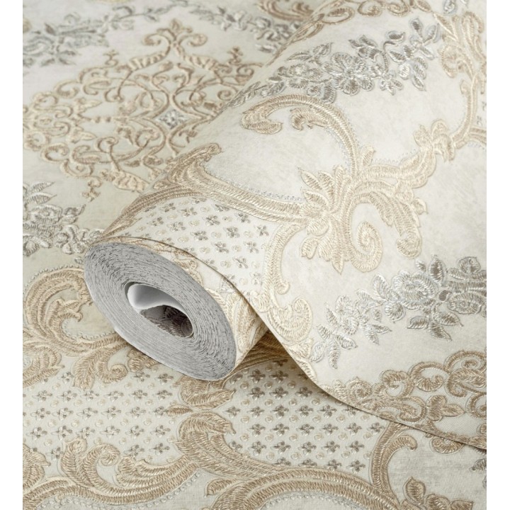 Papel pintado damasco barroco con efecto bordado en relieve - Istambul Palace 676843