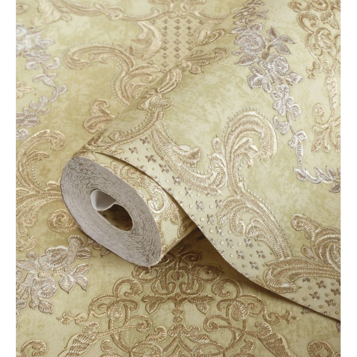 Papel pintado damasco barroco con efecto bordado en relieve - Istambul Palace 676844