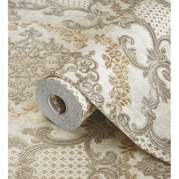 Papel pintado damasco barroco con efecto bordado en relieve - Istambul Palace 676845
