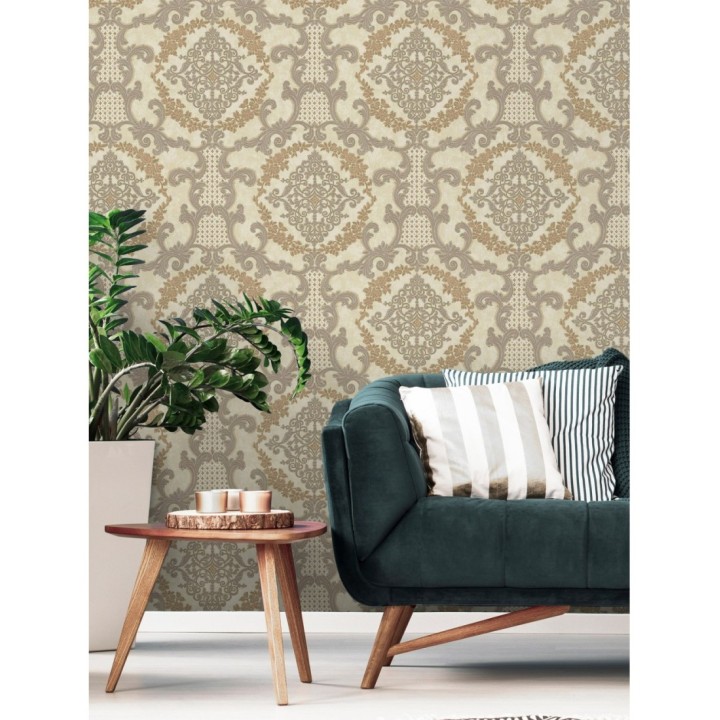 Papel pintado damasco barroco con efecto bordado en relieve - Istambul Palace 676845