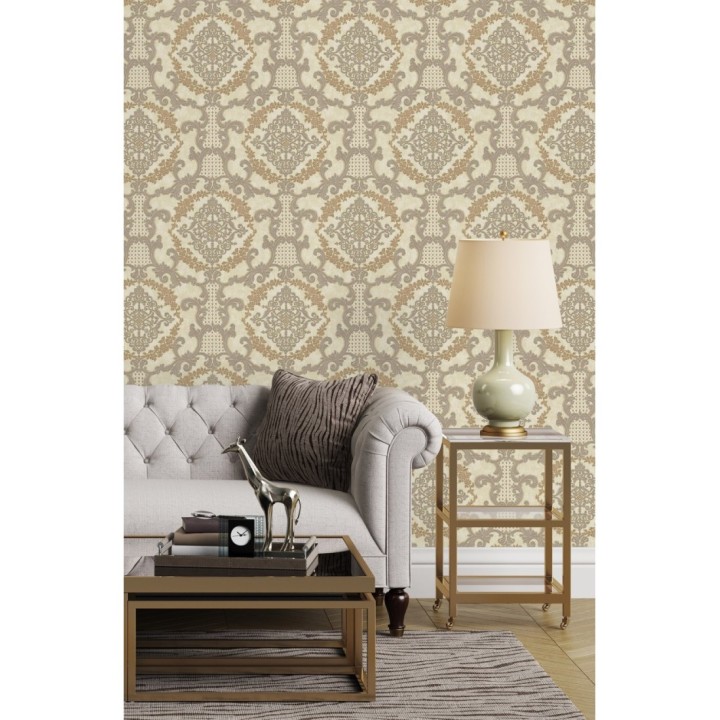 Papel pintado damasco barroco con efecto bordado en relieve - Istambul Palace 676845