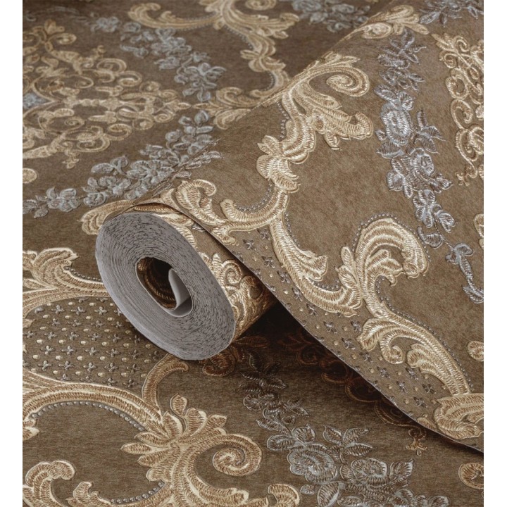Papel pintado damasco barroco con efecto bordado en relieve - Istambul Palace 676846
