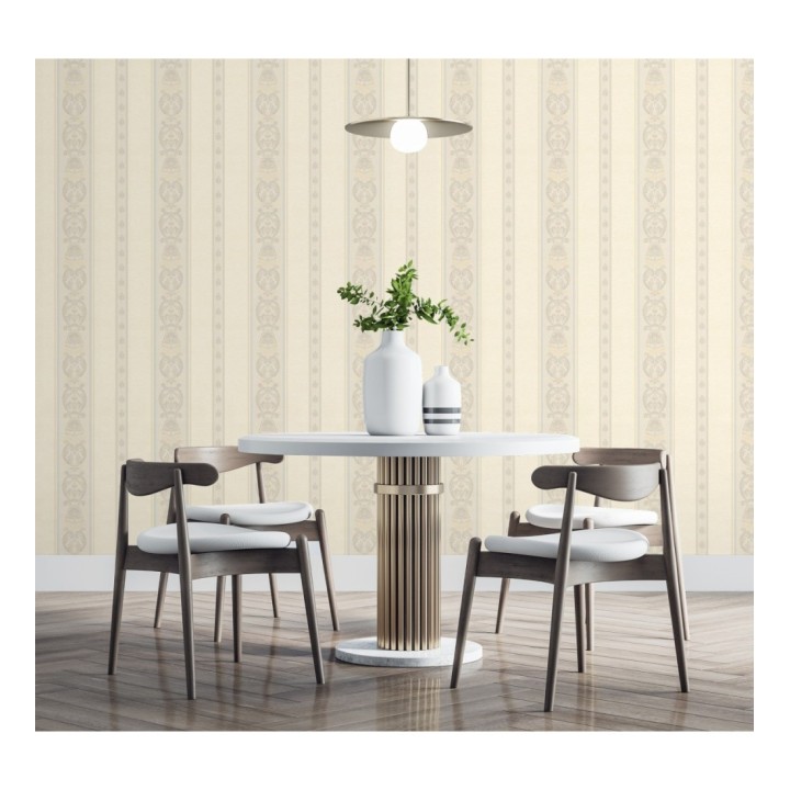 Papel pintado rayas con cadenetas barrocas con efecto bordado en relieve - Selim Imperial Stripe 676847