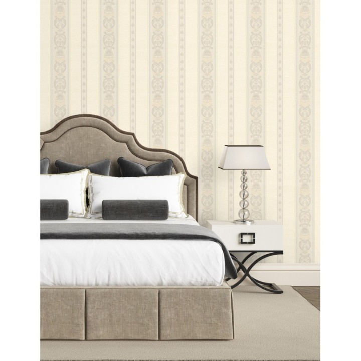 Papel pintado rayas con cadenetas barrocas con efecto bordado en relieve - Selim Imperial Stripe 676847