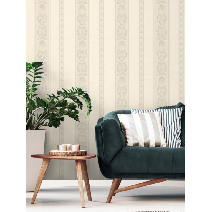 Papel pintado rayas con cadenetas barrocas con efecto bordado en relieve - Selim Imperial Stripe 676847