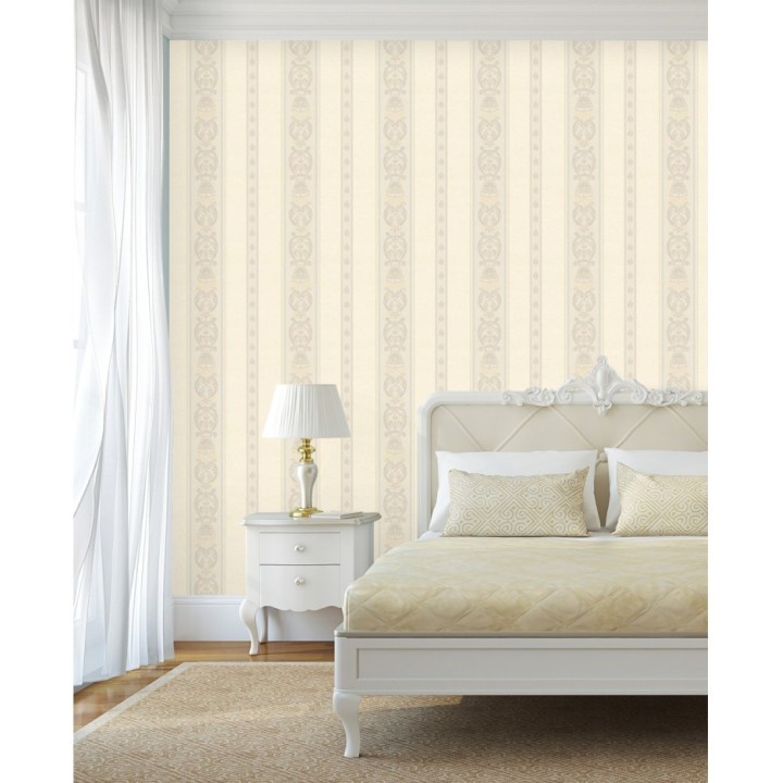 Papel pintado rayas con cadenetas barrocas con efecto bordado en relieve - Selim Imperial Stripe 676847