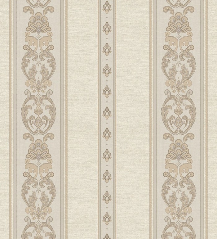 Papel pintado rayas con cadenetas barrocas con efecto bordado en relieve - Selim Imperial Stripe 676848