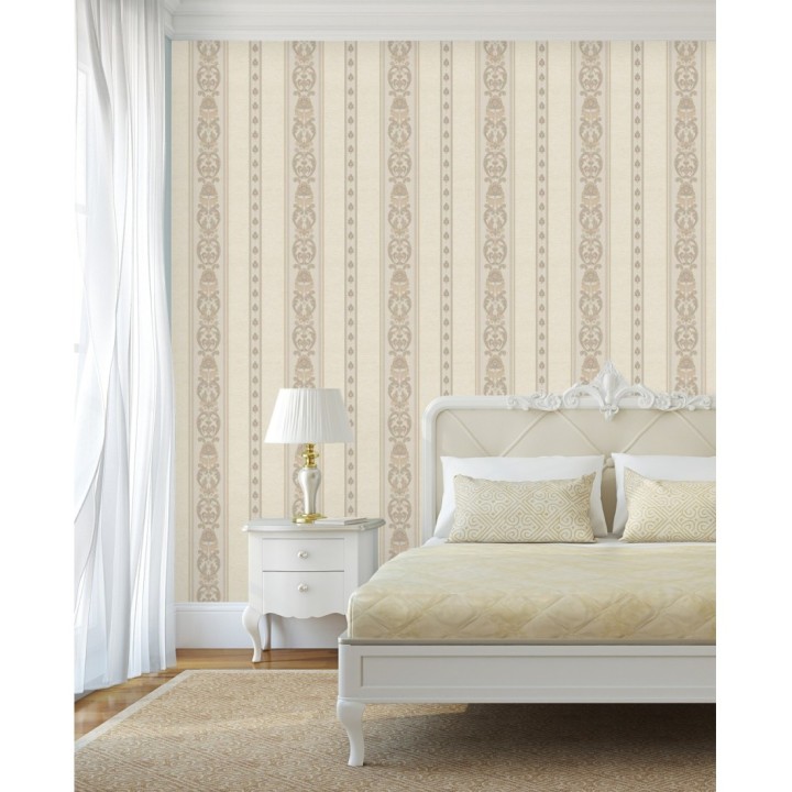 Papel pintado rayas con cadenetas barrocas con efecto bordado en relieve - Selim Imperial Stripe 676848