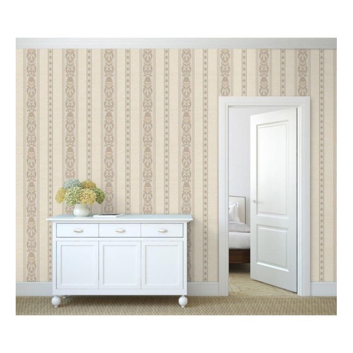 Papel pintado rayas con cadenetas barrocas con efecto bordado en relieve - Selim Imperial Stripe 676848