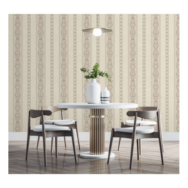 Papel pintado rayas con cadenetas barrocas con efecto bordado en relieve - Selim Imperial Stripe 676848