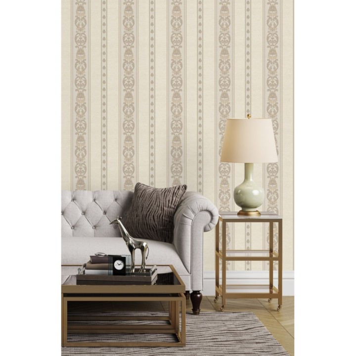 Papel pintado rayas con cadenetas barrocas con efecto bordado en relieve - Selim Imperial Stripe 676848
