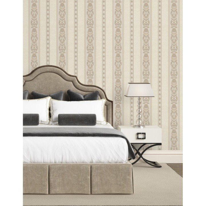Papel pintado rayas con cadenetas barrocas con efecto bordado en relieve - Selim Imperial Stripe 676848