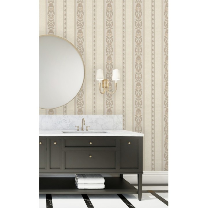 Papel pintado rayas con cadenetas barrocas con efecto bordado en relieve - Selim Imperial Stripe 676848