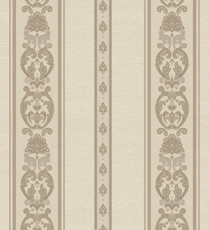 Papel pintado rayas con cadenetas barrocas con efecto bordado en relieve - Selim Imperial Stripe 676849