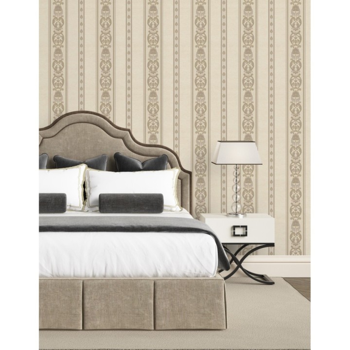 Papel pintado rayas con cadenetas barrocas con efecto bordado en relieve - Selim Imperial Stripe 676849