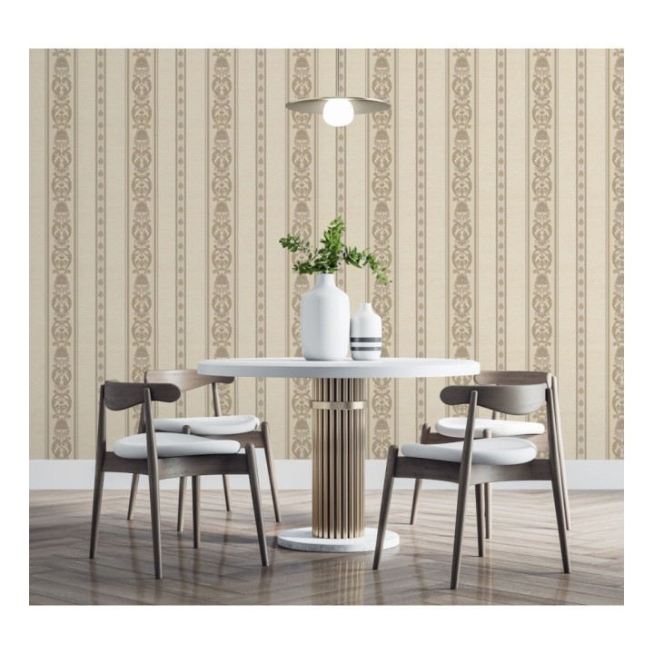 Papel pintado rayas con cadenetas barrocas con efecto bordado en relieve - Selim Imperial Stripe 676849