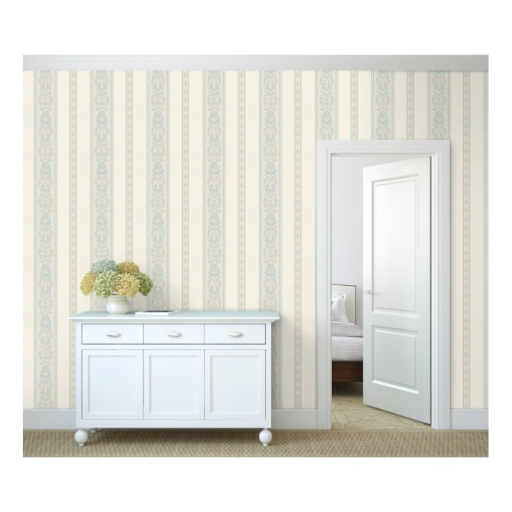 Papel pintado rayas con cadenetas barrocas con efecto bordado en relieve - Selim Imperial Stripe 676850