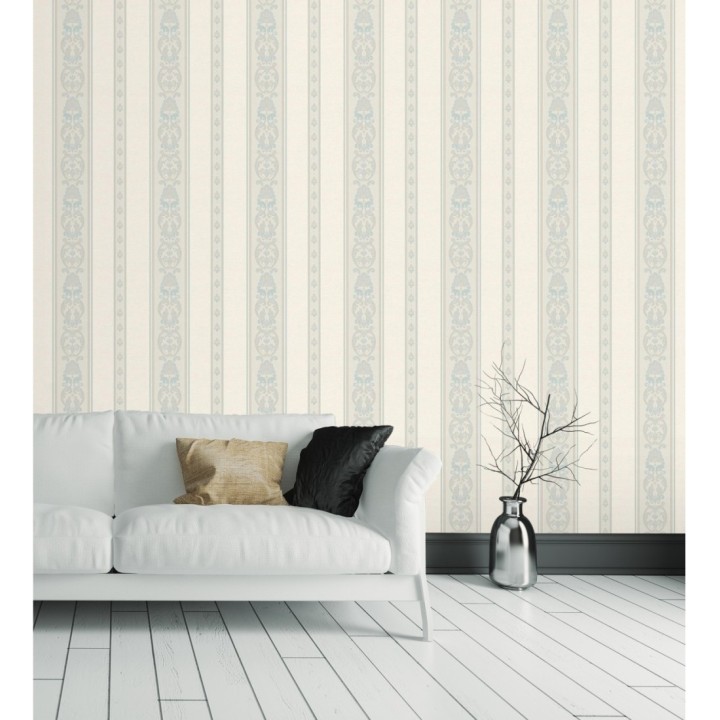 Papel pintado rayas con cadenetas barrocas con efecto bordado en relieve - Selim Imperial Stripe 676850