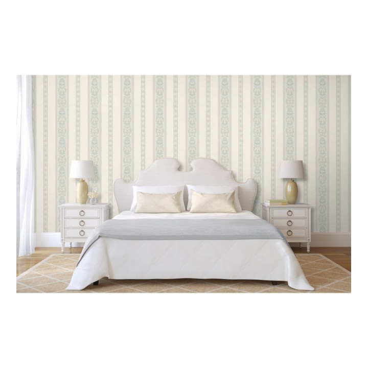 Papel pintado rayas con cadenetas barrocas con efecto bordado en relieve - Selim Imperial Stripe 676850