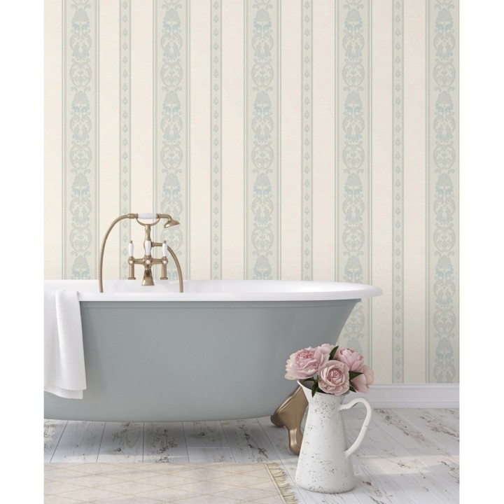 Papel pintado rayas con cadenetas barrocas con efecto bordado en relieve - Selim Imperial Stripe 676850
