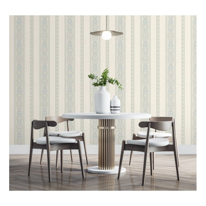 Papel pintado rayas con cadenetas barrocas con efecto bordado en relieve - Selim Imperial Stripe 676850