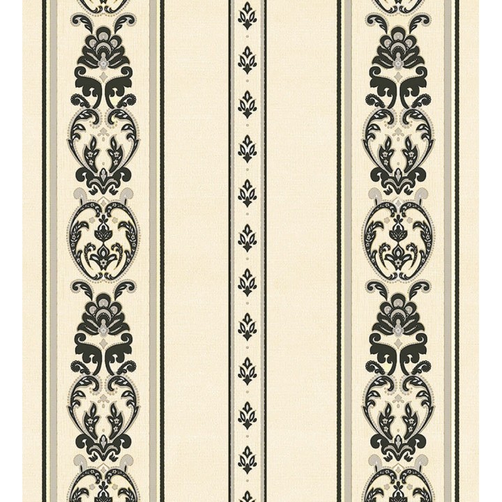 Papel pintado rayas con cadenetas barrocas con efecto bordado en relieve - Selim Imperial Stripe 676851