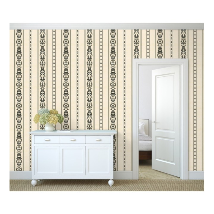 Papel pintado rayas con cadenetas barrocas con efecto bordado en relieve - Selim Imperial Stripe 676851
