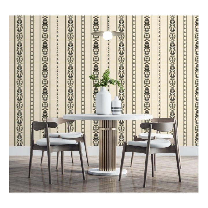Papel pintado rayas con cadenetas barrocas con efecto bordado en relieve - Selim Imperial Stripe 676851