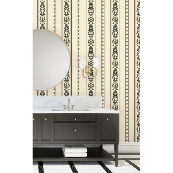 Papel pintado rayas con cadenetas barrocas con efecto bordado en relieve - Selim Imperial Stripe 676851