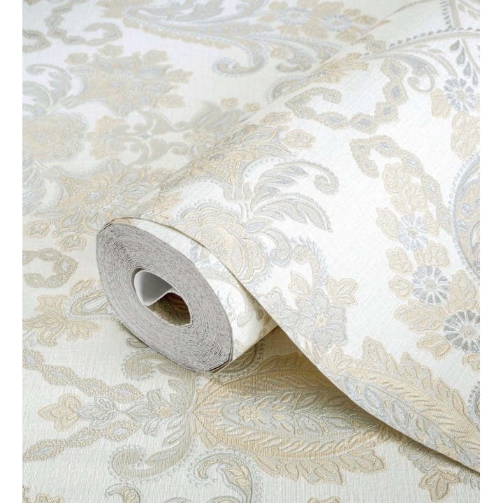 Papel pintado damasco hindú con efecto bordado en relieve - Selim Imperial 676852