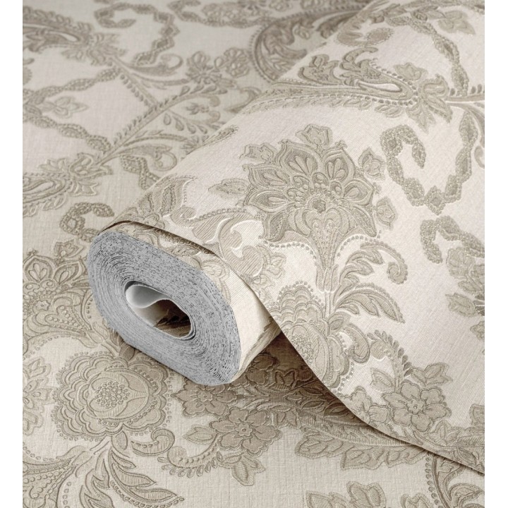 Papel pintado damasco hindú con efecto bordado en relieve - Selim Imperial 676853