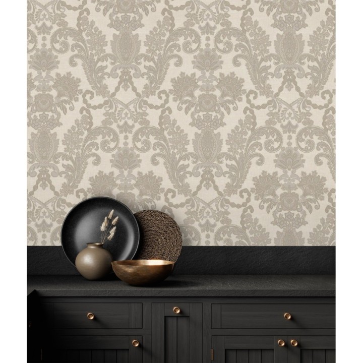 Papel pintado damasco hindú con efecto bordado en relieve - Selim Imperial 676853