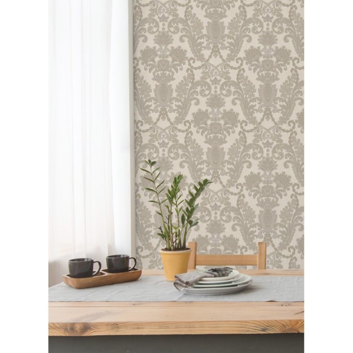 Papel pintado damasco hindú con efecto bordado en relieve - Selim Imperial 676853