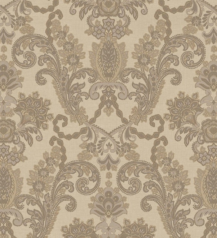 Papel pintado damasco hindú con efecto bordado en relieve - Selim Imperial 676854