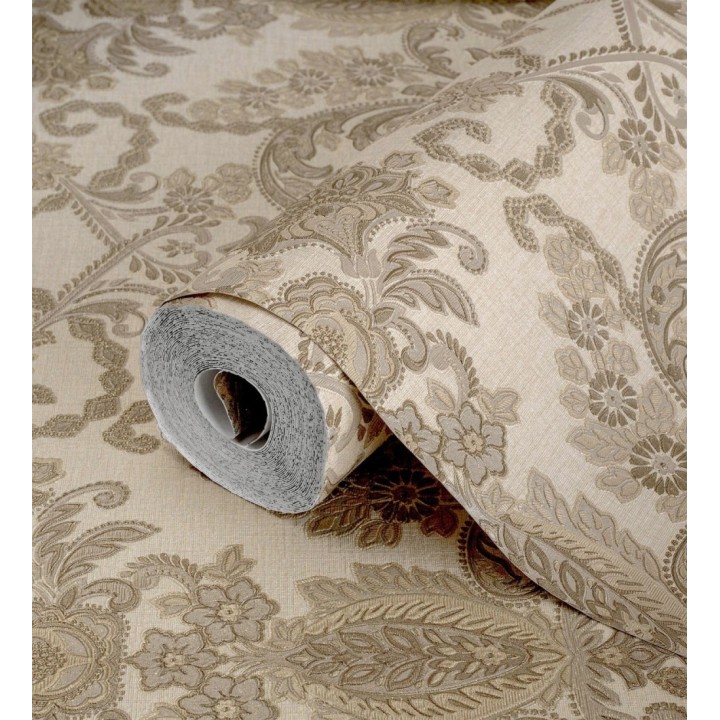 Papel pintado damasco hindú con efecto bordado en relieve - Selim Imperial 676854