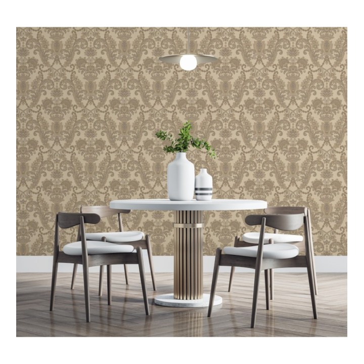 Papel pintado damasco hindú con efecto bordado en relieve - Selim Imperial 676854