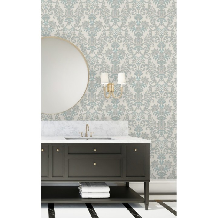 Papel pintado damasco hindú con efecto bordado en relieve - Selim Imperial 676855