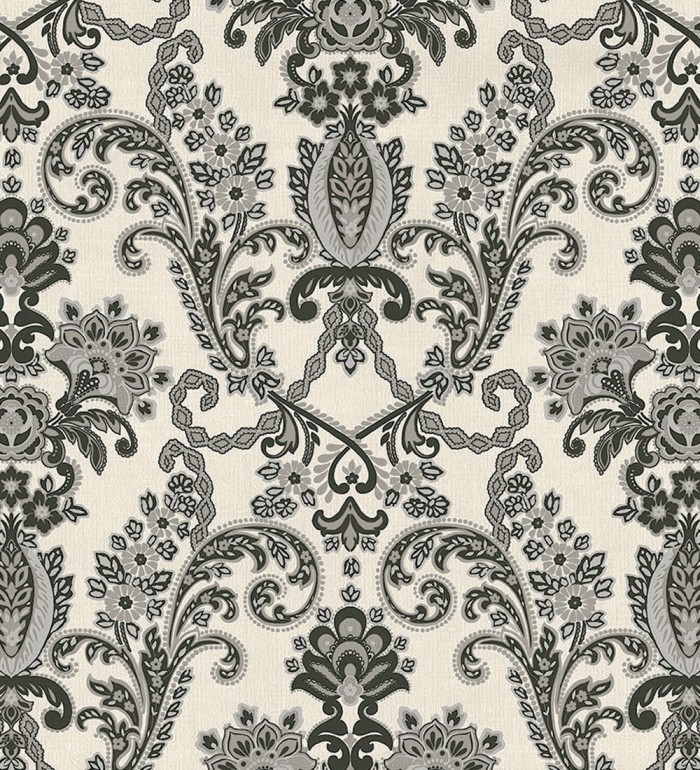 Papel pintado damasco hindú con efecto bordado en relieve - Selim Imperial 676856