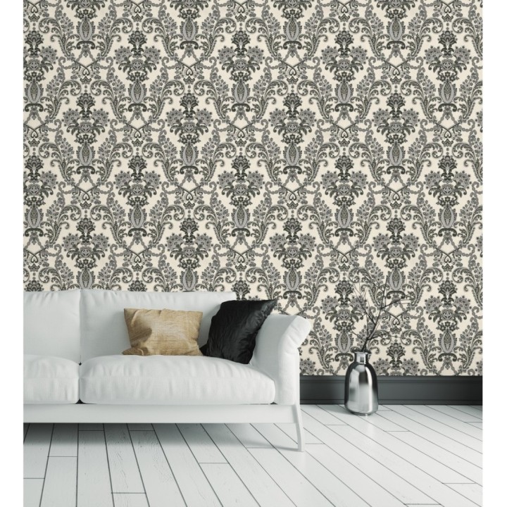 Papel pintado damasco hindú con efecto bordado en relieve - Selim Imperial 676856