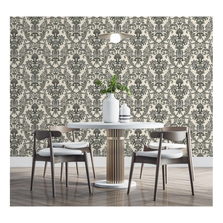 Papel pintado damasco hindú con efecto bordado en relieve - Selim Imperial 676856