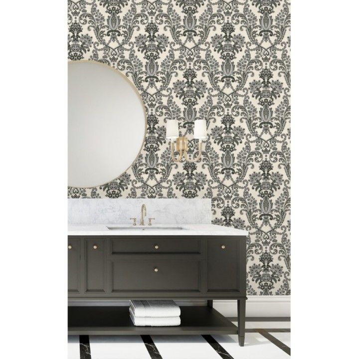 Papel pintado damasco hindú con efecto bordado en relieve - Selim Imperial 676856