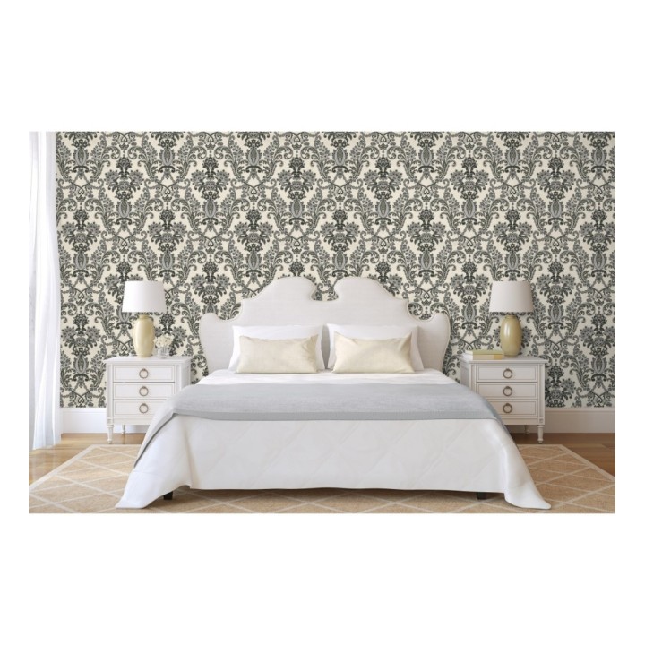 Papel pintado damasco hindú con efecto bordado en relieve - Selim Imperial 676856