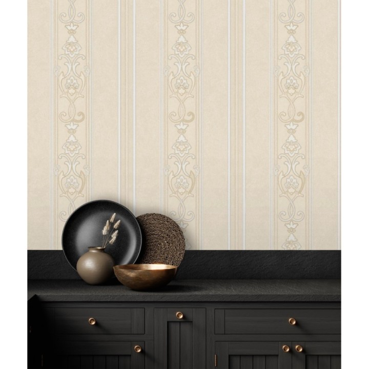 Papel pintado rayas ornamentales con relieves - Osman Classic Stripe 676857