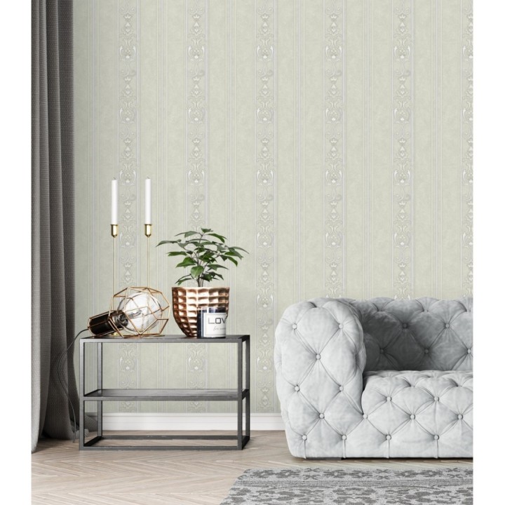 Papel pintado rayas ornamentales con relieves - Osman Classic Stripe 676858